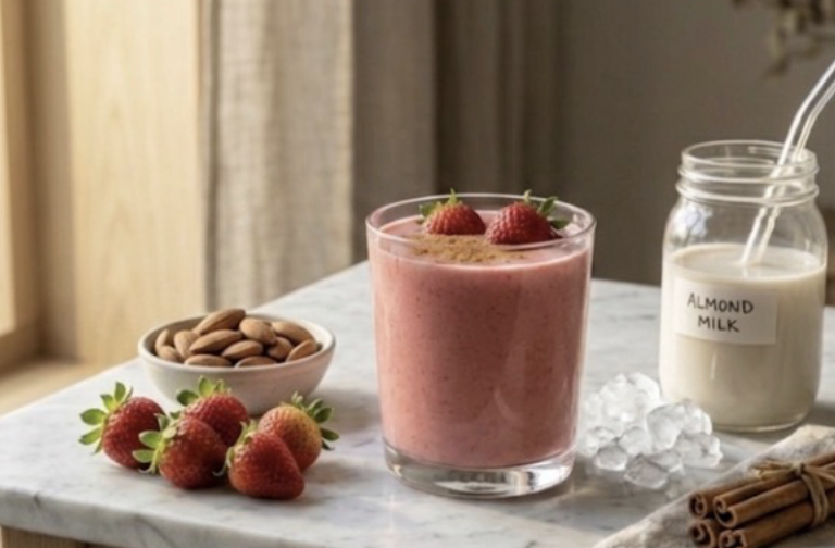 Smoothie de Proteína Vegetal, Fresas y Almendras