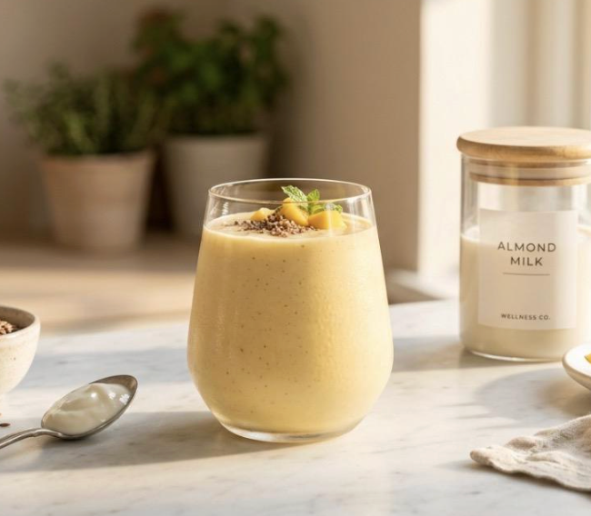 Smoothie Hormonal de Mango, Linaza y Yogurt Griego